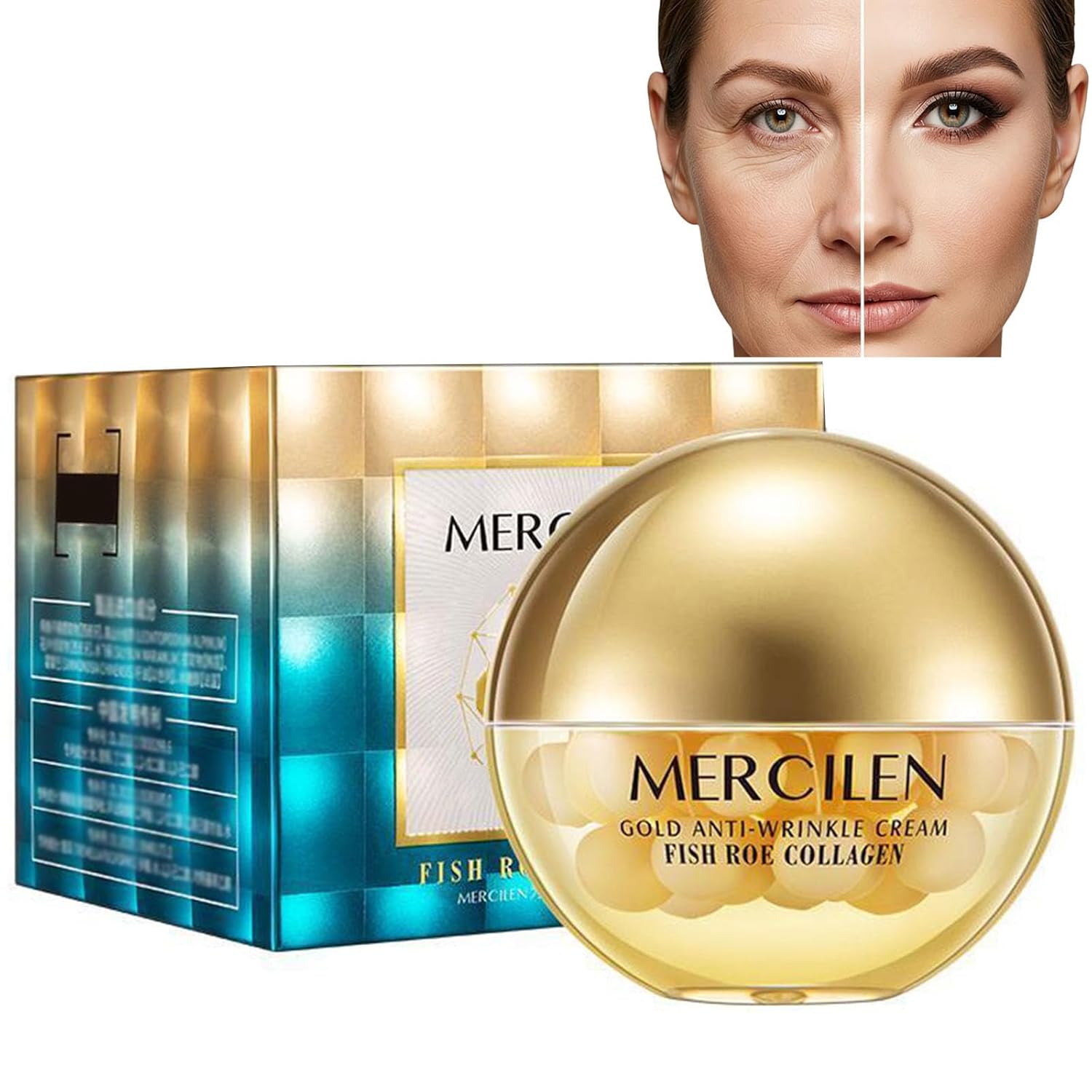 Cremă Antirid Premium Mercilen Gold cu Aur și Colagen – Hidratare Intensă și Efect de Lifting